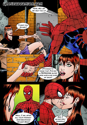 Spider Man kissing Mary Jane